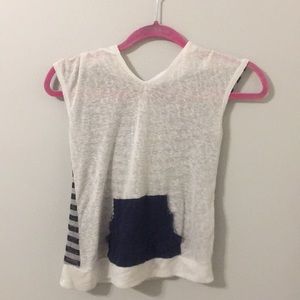 VintageHavana boutique white&blue hooded t-shirt